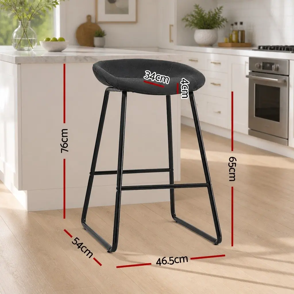 Bar Stools Set of 2 Kitchen Dining Chairs Counter Height Seating Black