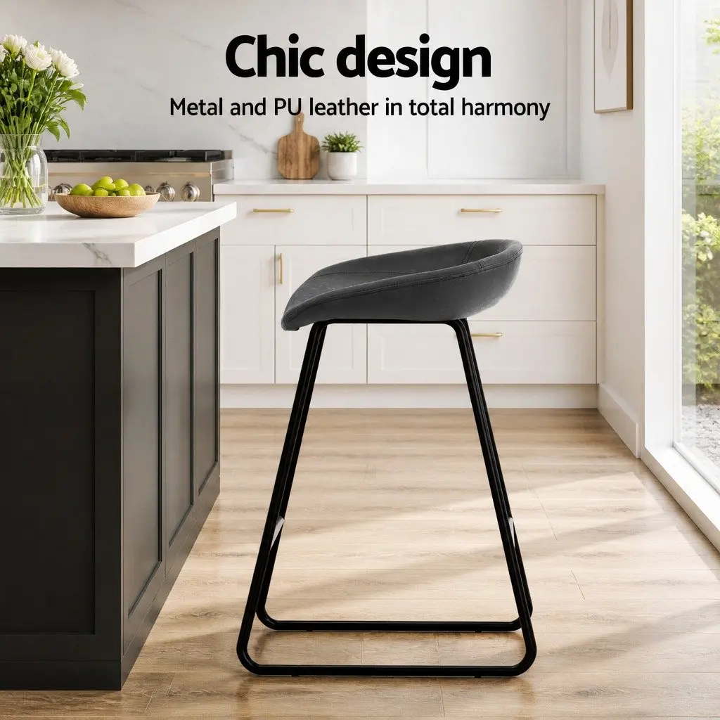 Bar Stools Set of 2 Kitchen Dining Chairs Counter Height Seating Black