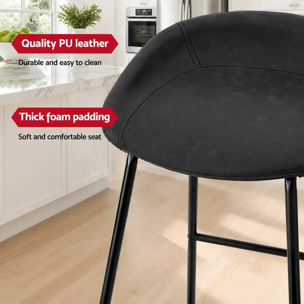 Bar Stools Set of 2 Kitchen Dining Chairs Counter Height Seating Black