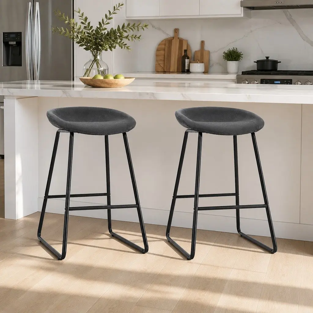 Bar Stools Set of 2 Kitchen Dining Chairs Counter Height Seating Black