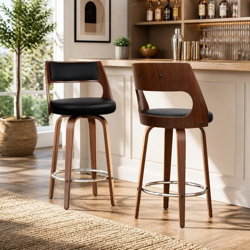 Bar Stools with Backrest and Footrest
