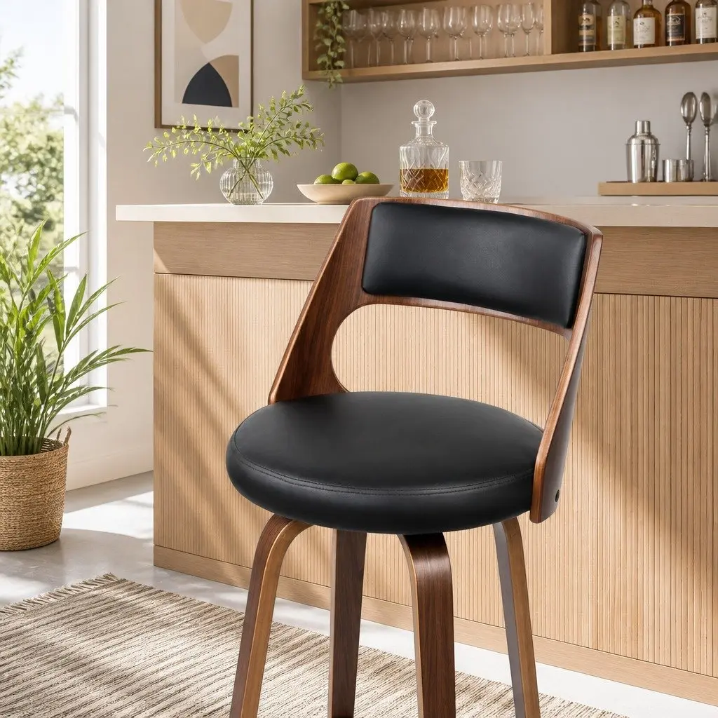 Bar Stools with Backrest and Footrest