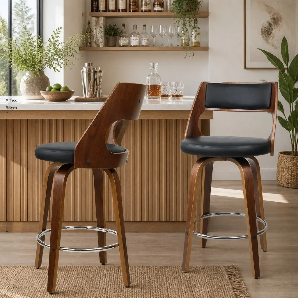Bar Stools with Backrest and Footrest