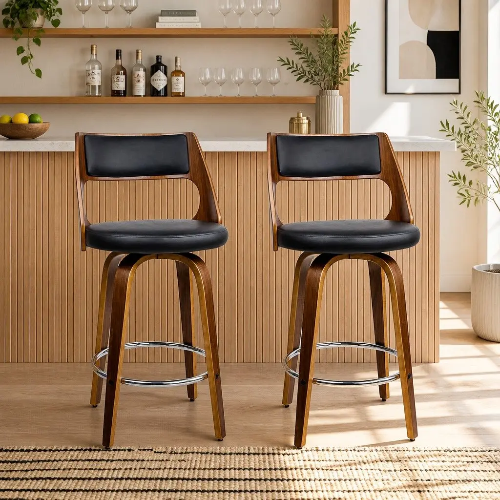 Bar Stools with Backrest and Footrest