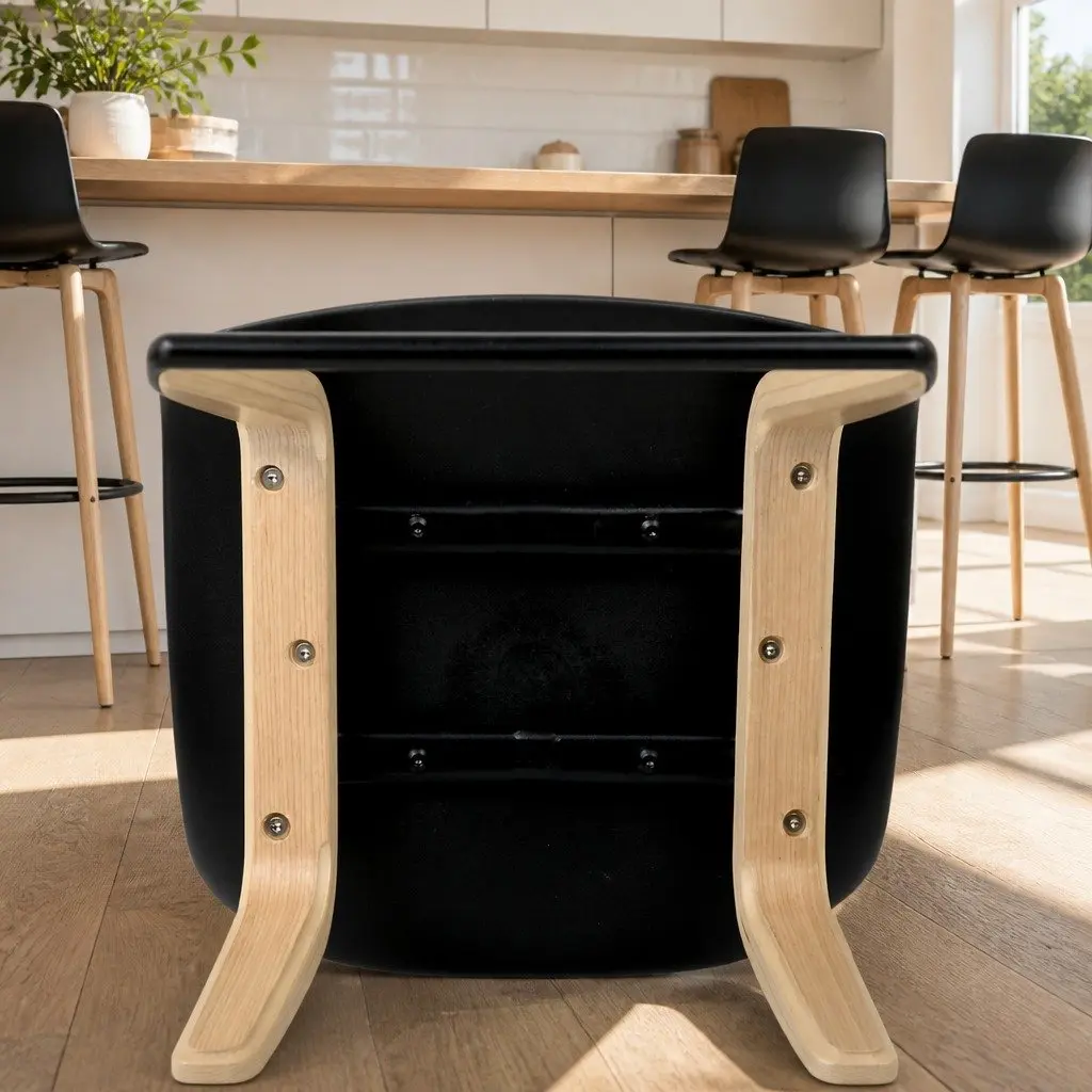 Bar Stools Set of 4 Kitchen Counter Dining Chairs Black Wooden Bentwood Design