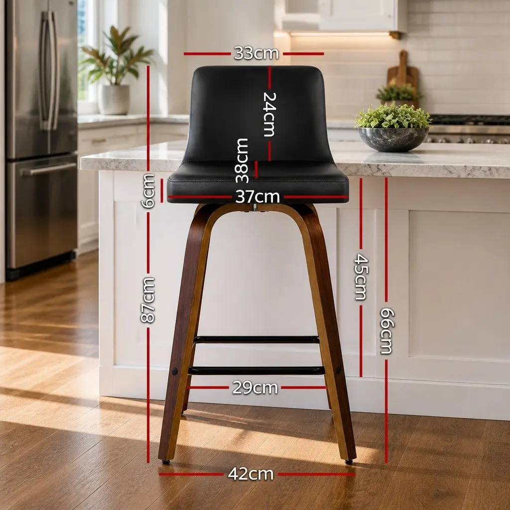 Bar Stools Set of 4 Swivel Padded Wooden Backrest Kitchen Counter Seating