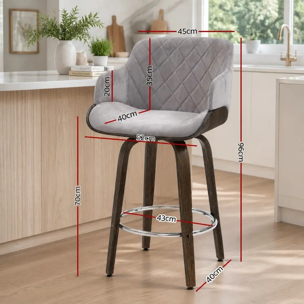 Grey Velvet Bar Stool