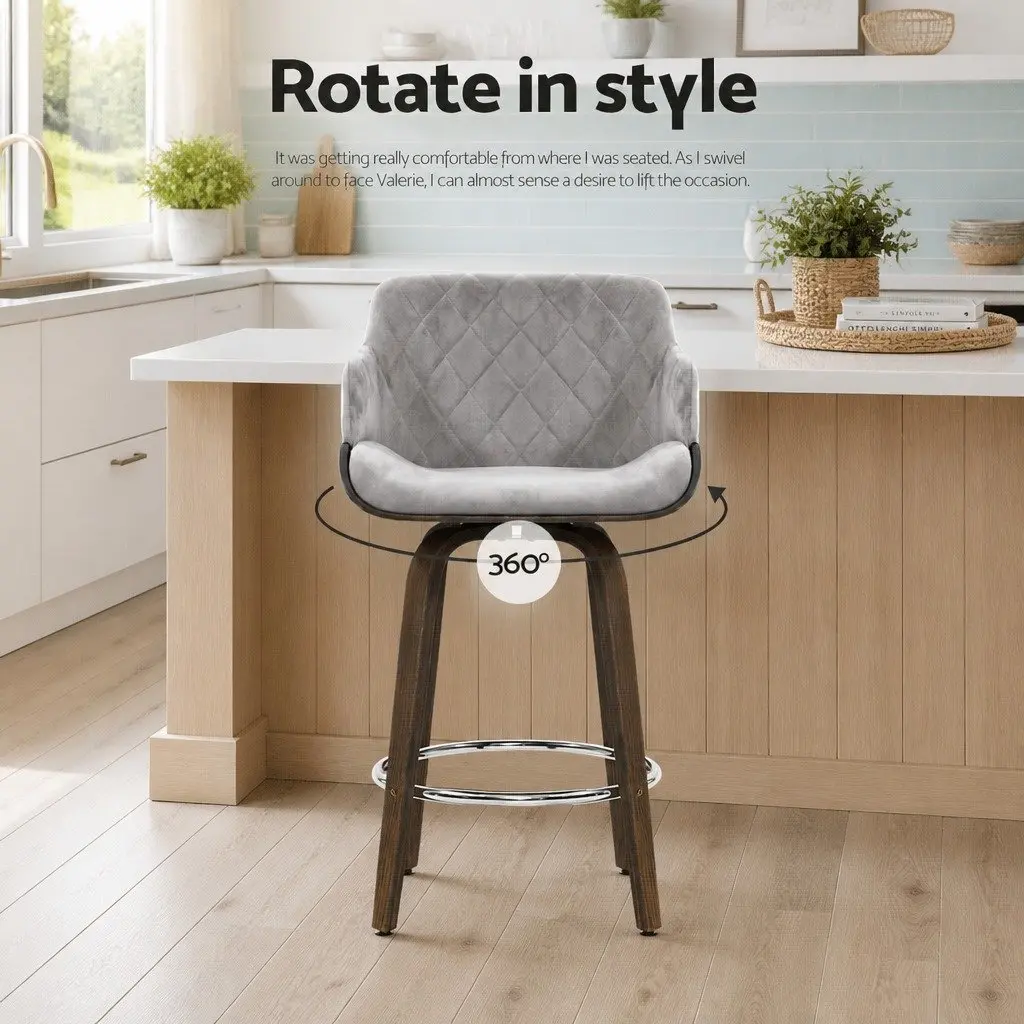 Grey Velvet Bar Stool