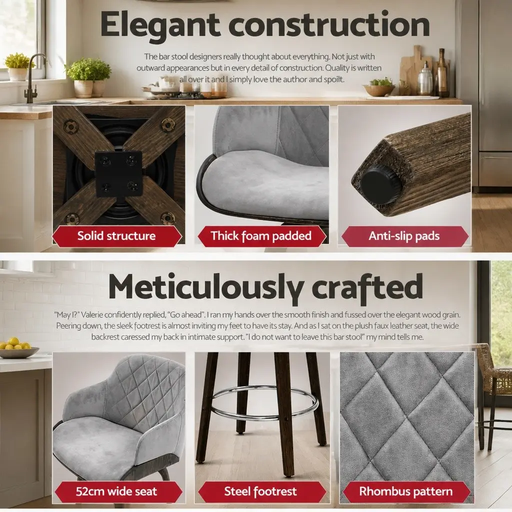 Velvet Bar Stools Set of 2