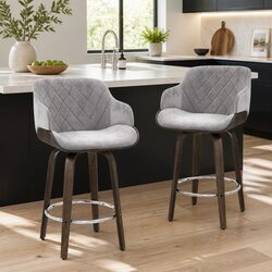 Friendly Bar Stool Set: 4 Velvet Swivel Seats for You