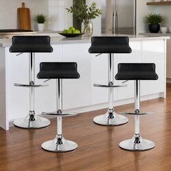 Bar Stools Set of 4 Adjustable Gas Lift Swivel Chairs Black