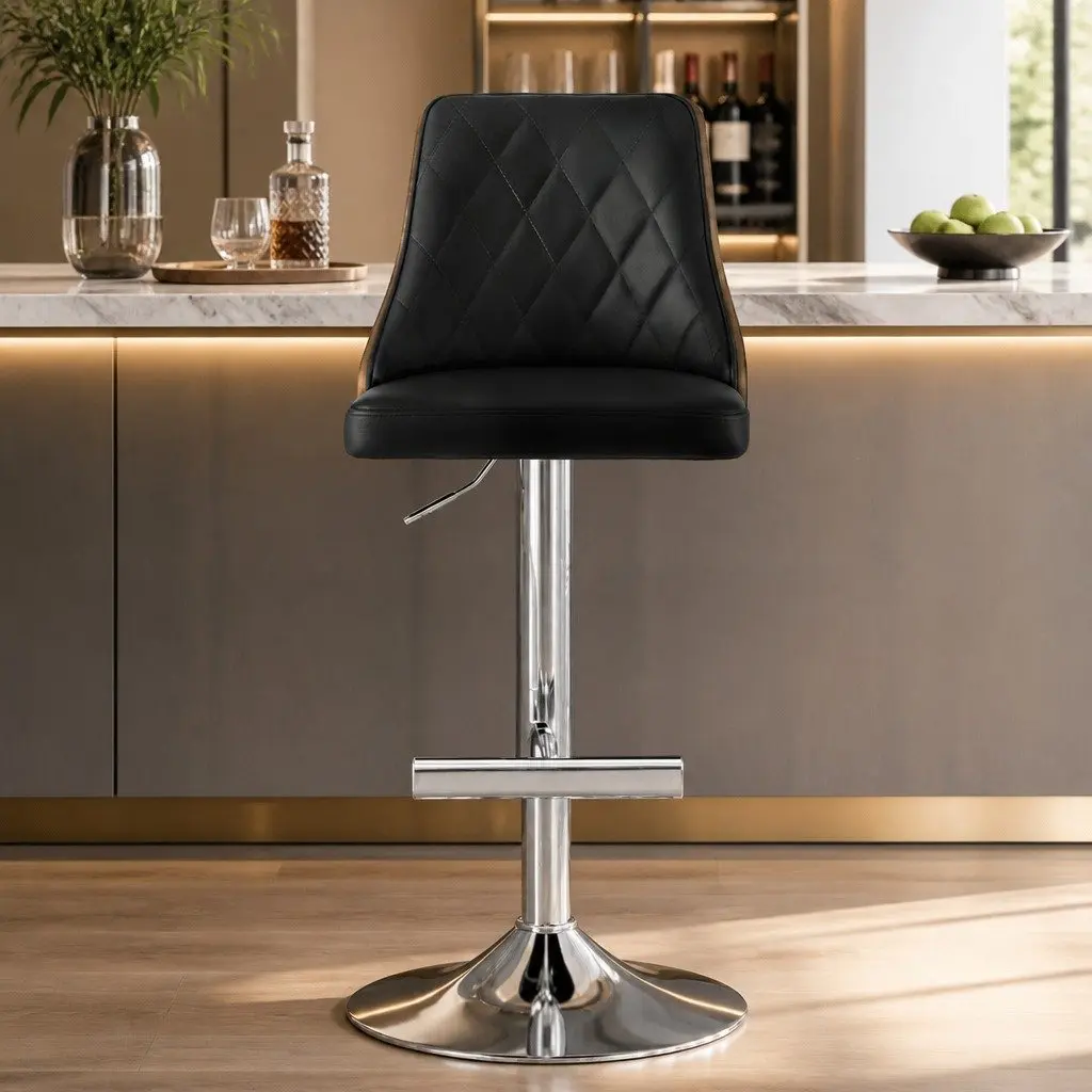 Adjustable Height Bar Stool in Black