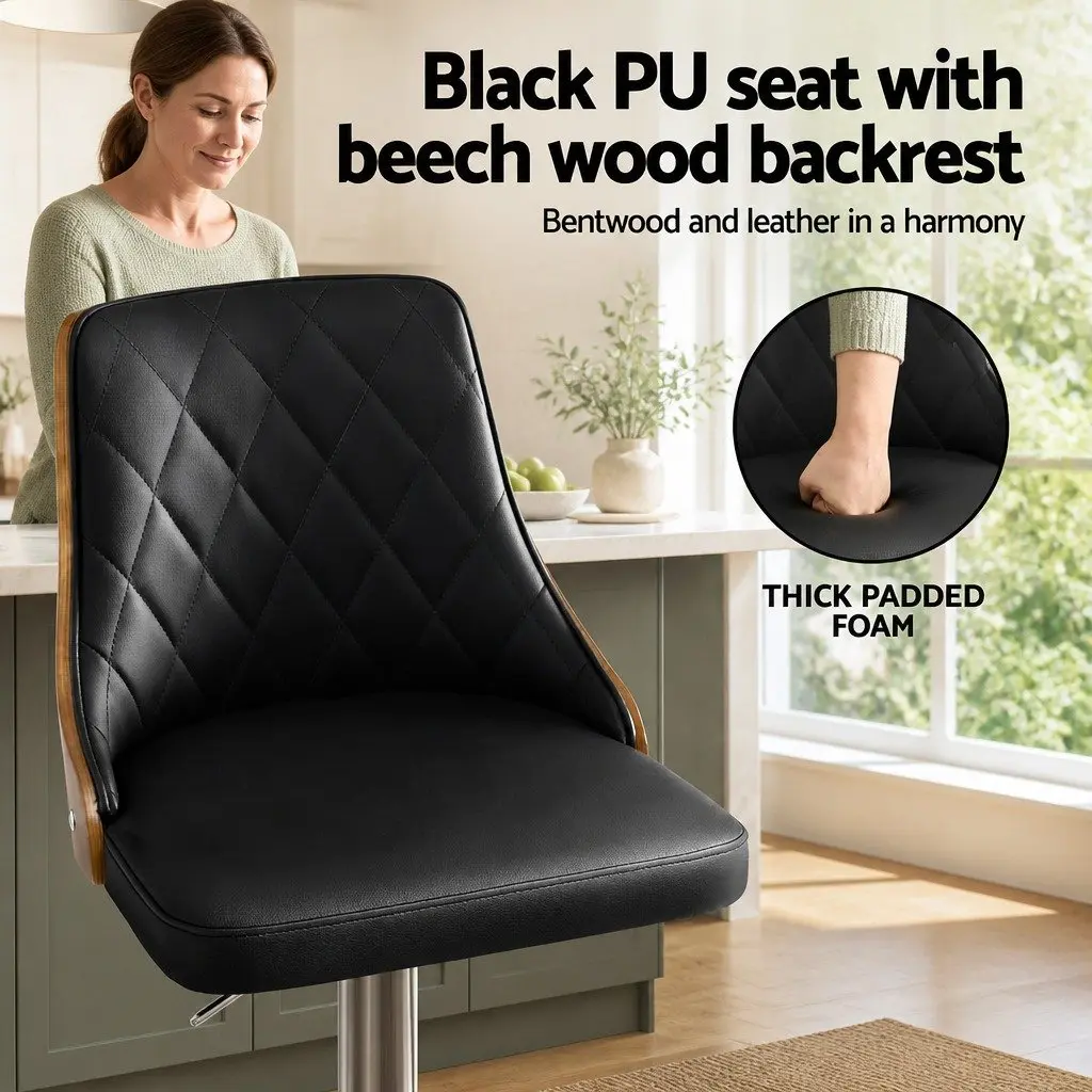 Adjustable Height Bar Stool in Black