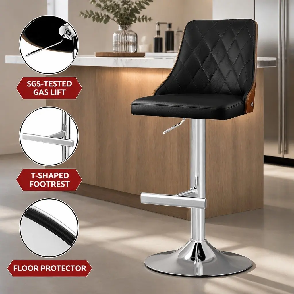Adjustable Height Bar Stool in Black