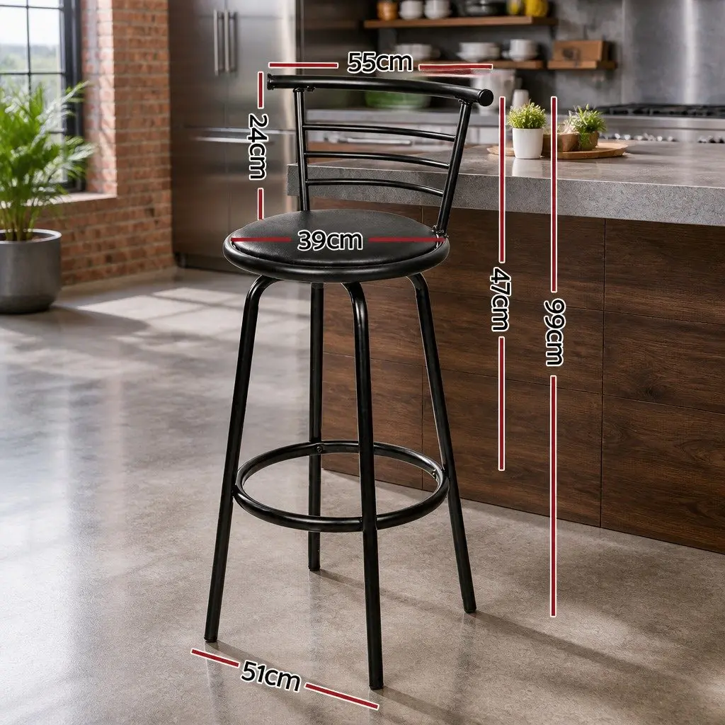 Bar Stools Swivel Padded Black Set of 4