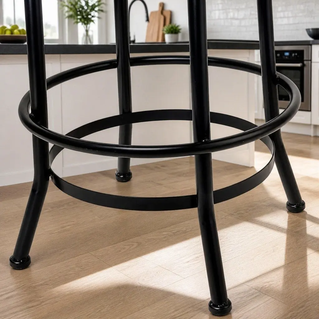 Bar Stools Adjustable Swivel Wooden Seat Kitchen Counter Height Black x1