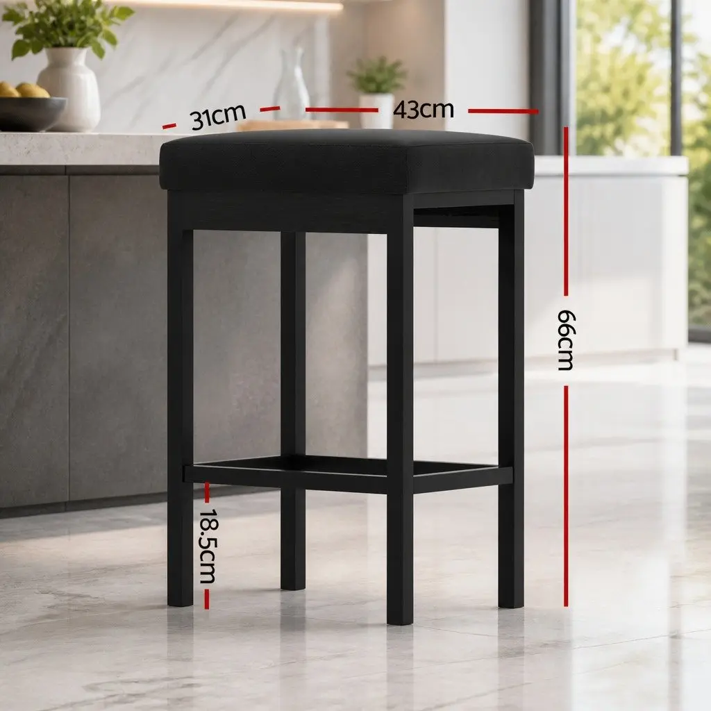 Bar Stools Set of 2 Metal Frame PU Seat Dining Counter Kitchen Island Chairs