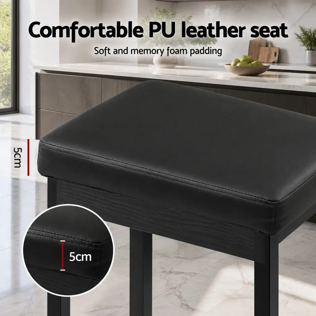 Bar Stools Set of 2 Metal Frame PU Seat Dining Counter Kitchen Island Chairs