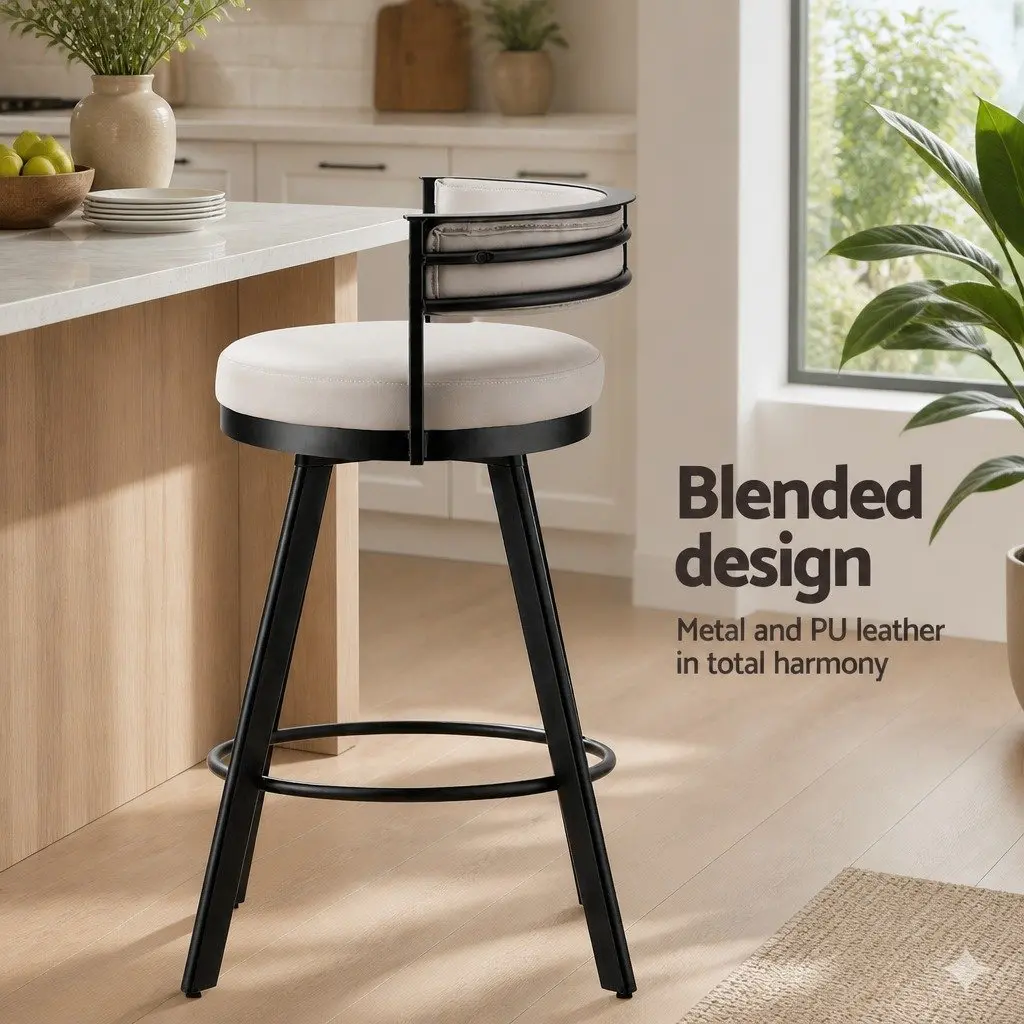 Swivel Bar Stool in Beige