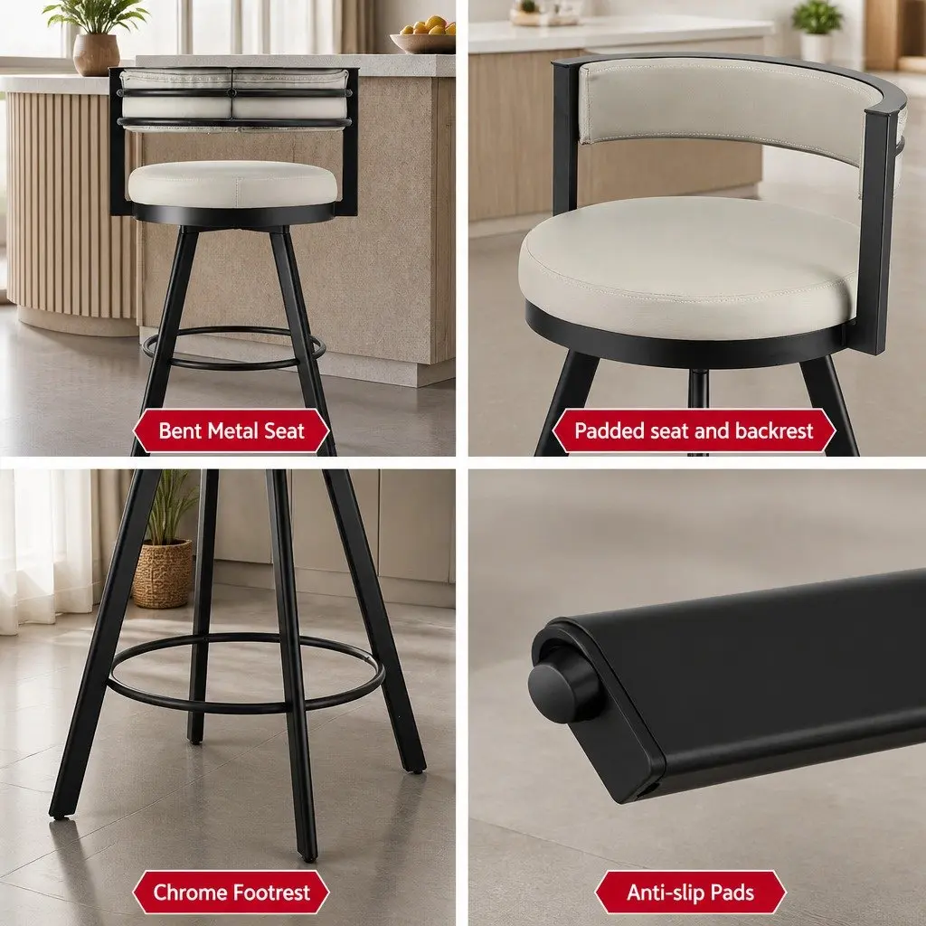 Swivel Bar Stool in Beige