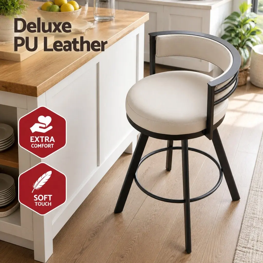 Swivel Bar Stool in Beige