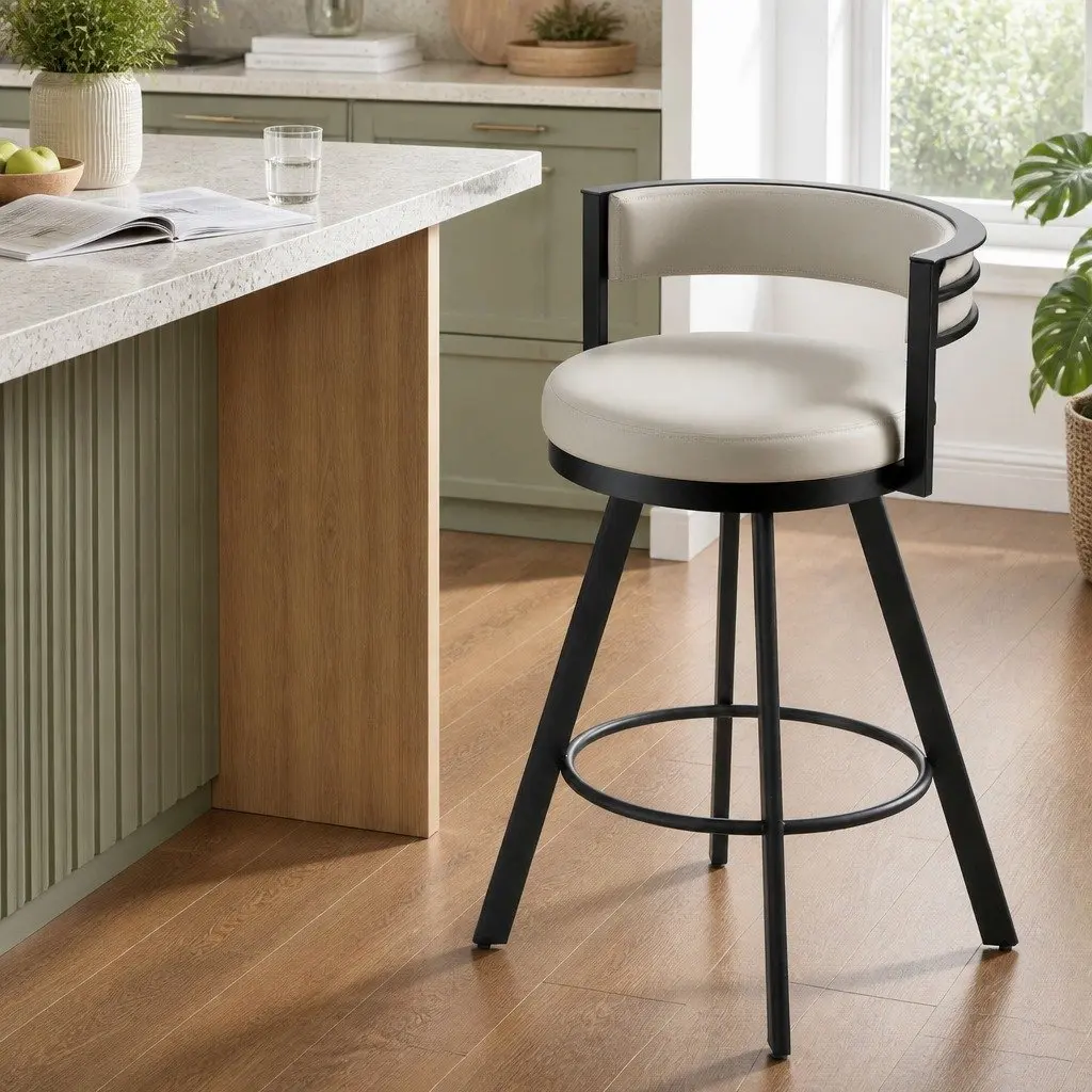 Swivel Bar Stool in Beige
