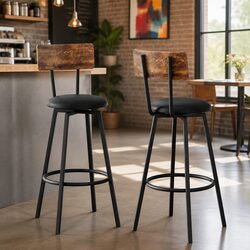 Upgrade to Comfortable Industrial Bar Stools Set of 2