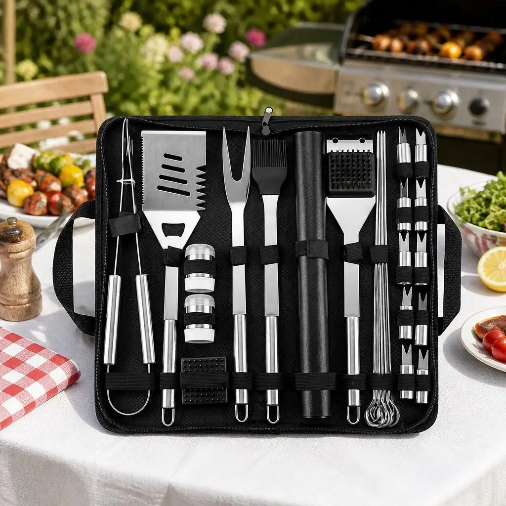 29 Piece BBQ Tool Set Stainless Steel Grill Utensils Kit Outdoor Cooking