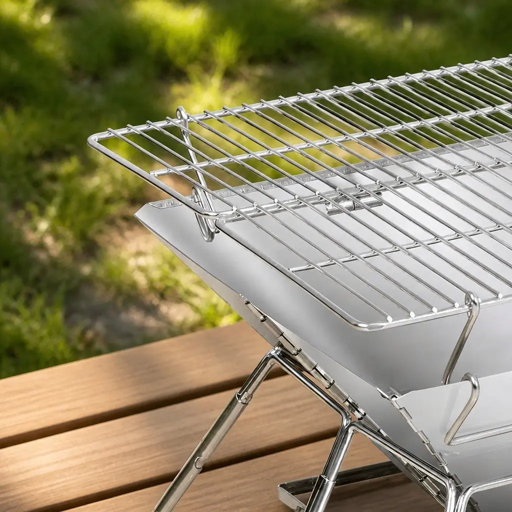 Portable Folding Charcoal BBQ Grill 2-in-1 Outdoor Size 50cm W x 35cm D x 27cm H