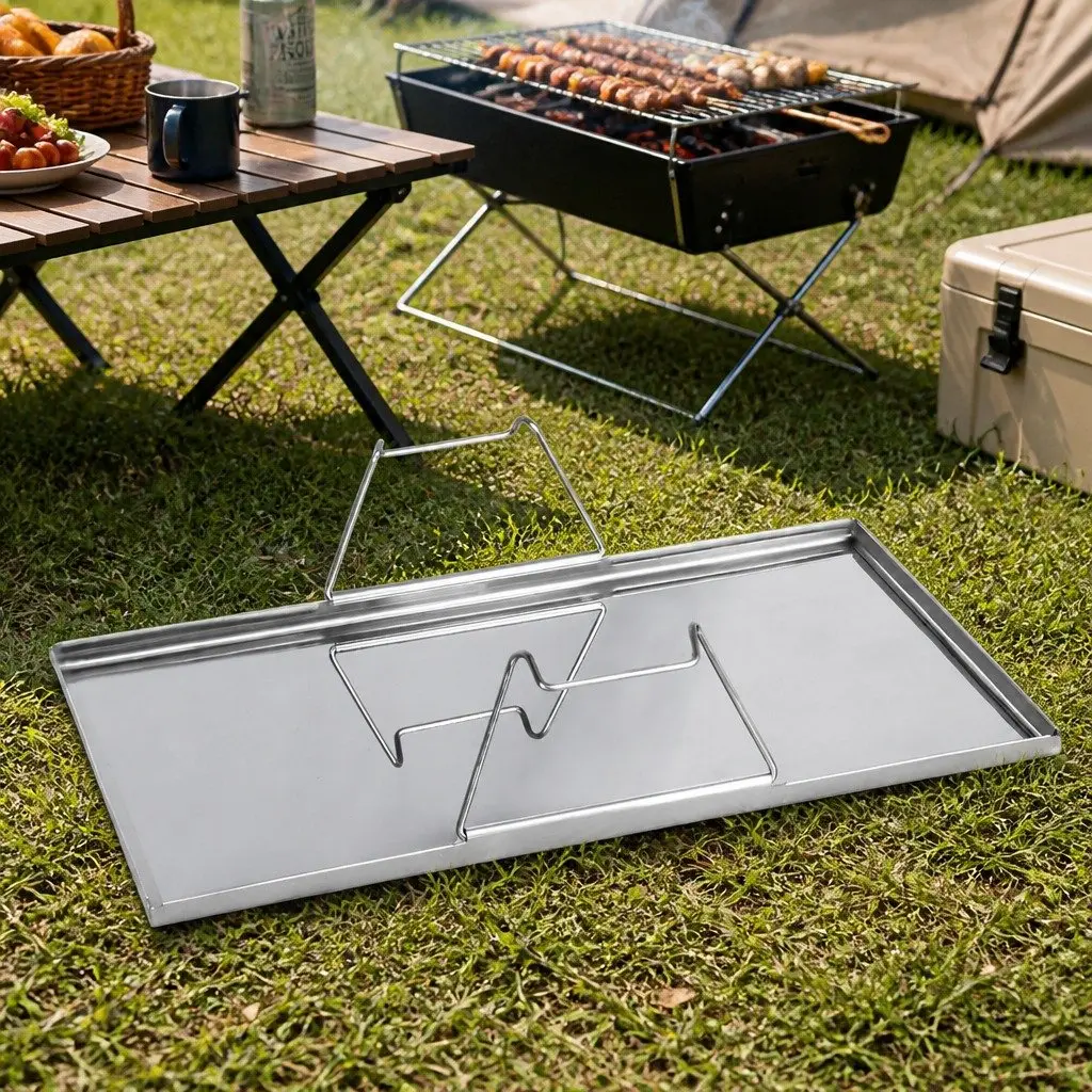Portable Folding Charcoal BBQ Grill 2-in-1 Outdoor Size 50cm W x 35cm D x 27cm H