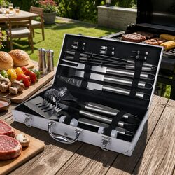 Your Essential 18-Piece BBQ Tool Set in Aluminium Case