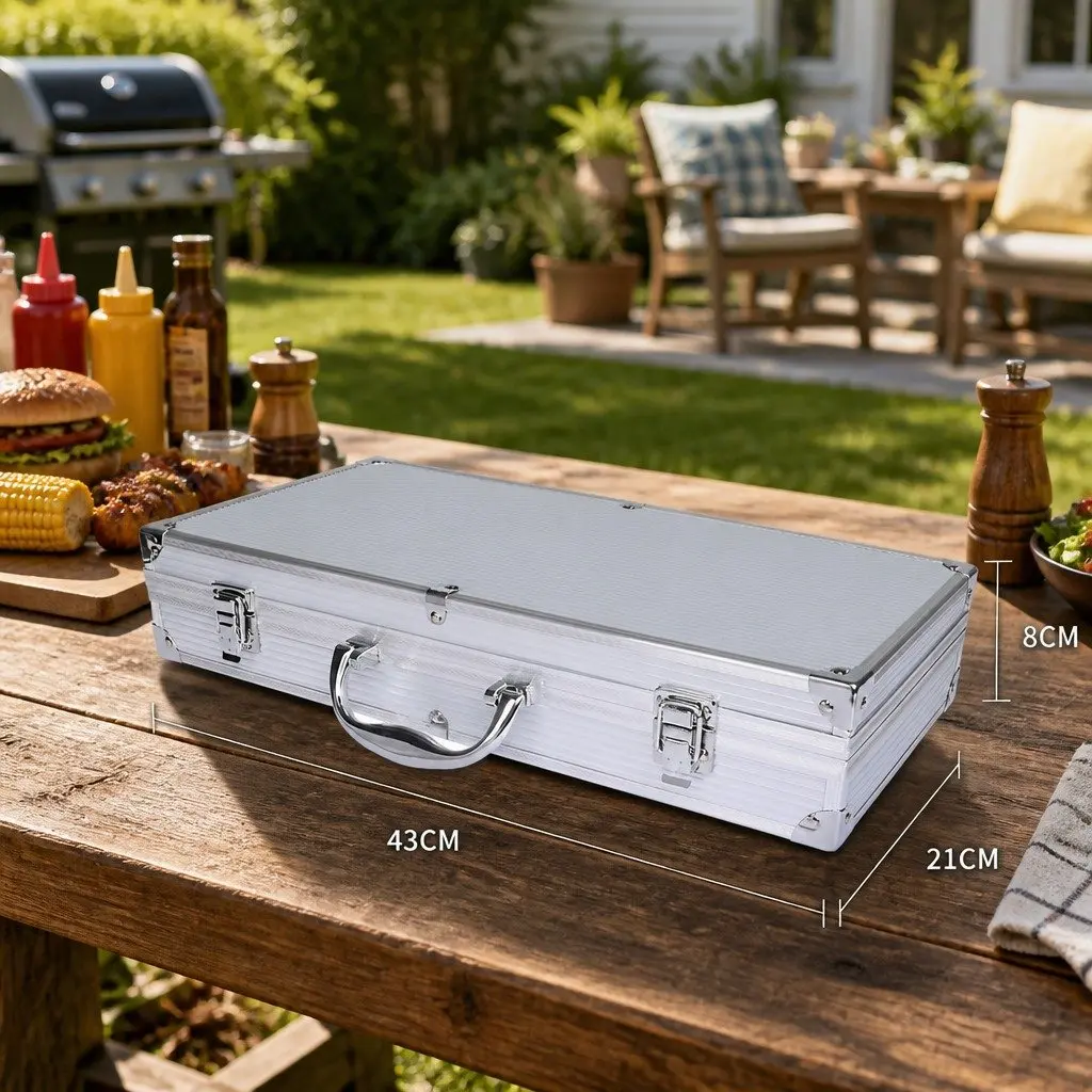 BBQ Tool Set Stainless Steel 18 Piece Grilling Accessories with Aluminium Carry Case