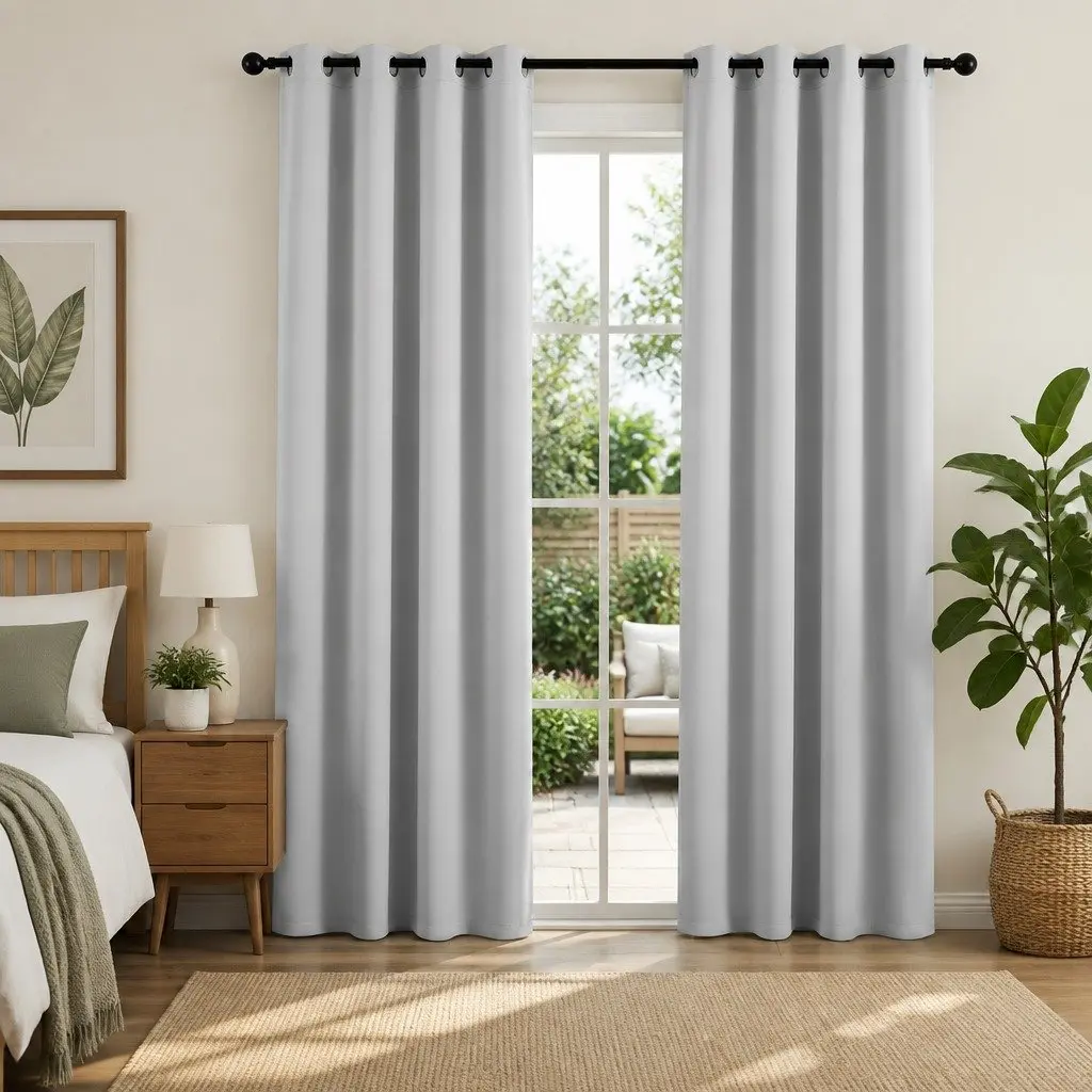 Blockout Curtains 2 Panels 132x213cm in Grey