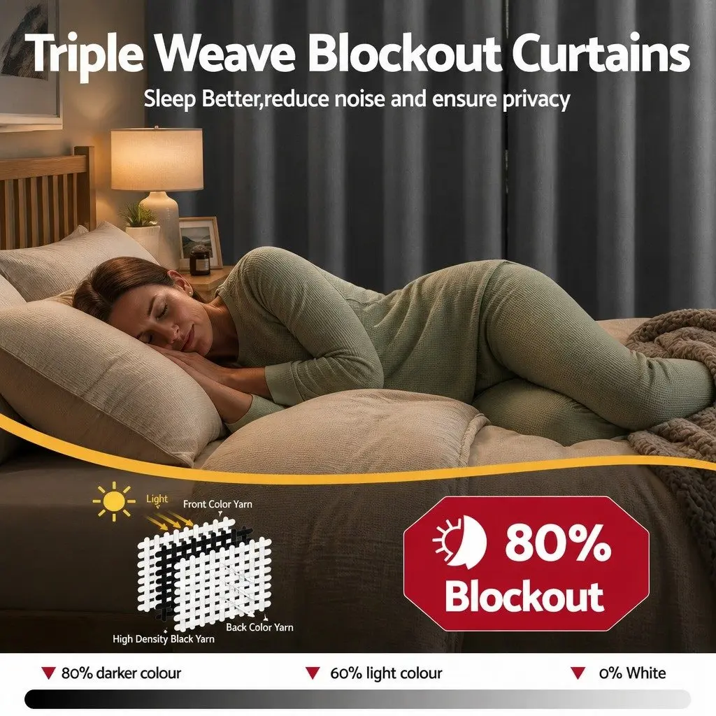 Eyelet Blockout Curtains Thermal Insulated Grey 132x213cm 2 Panels