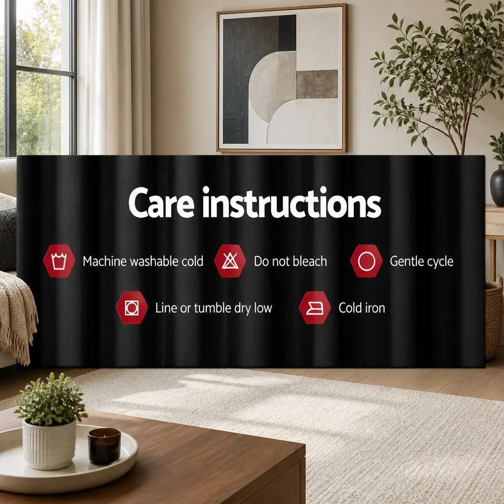 Blockout Curtains Eyelet Thermal Noise Reduction 140x230cm Black 2 Panels