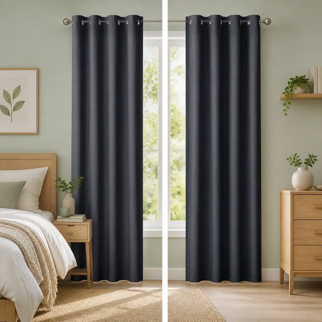 Thermal Blockout Curtains Eyelet 140x230cm Charcoal