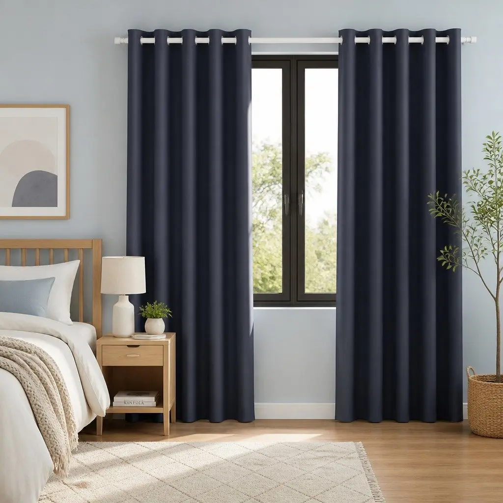Blockout Curtains Eyelet Thermal Noise Reduction 140x230cm Charcoal 2 Panels