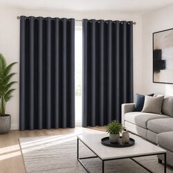 Blockout Curtains Eyelet 300x230cm Charcoal 2 Panels Thermal Insulation Noise