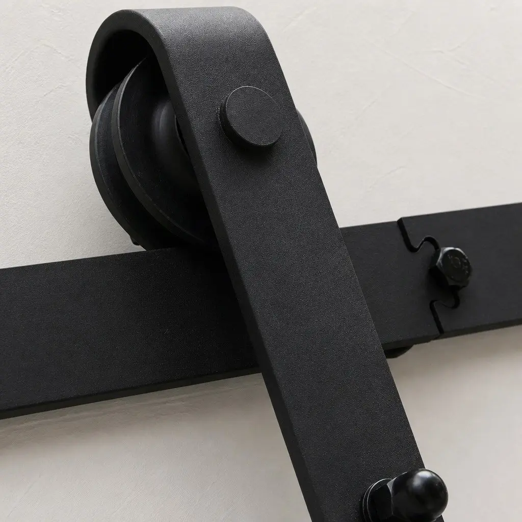 Sliding Barn Door Track Kit Heavy-Duty Black Powder Coat 1.83M