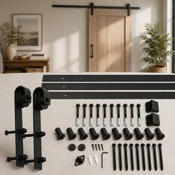 Barn Door Sliding Track Kit 3.66M Interior Heavy-Duty Hardware Roller System