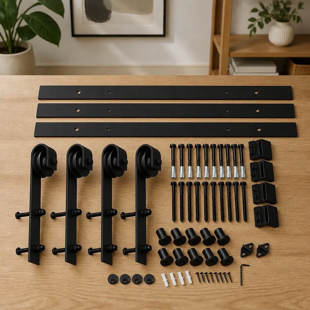 4M Sliding Barn Door Track Kit Double Door Hardware Rail Set Rollers Included