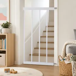 Baby Safety Gate Adjustable Pressure Mount Pet Barrier White 30cm Extension