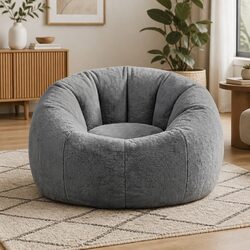 You're Going to Love This Large Round Faux Fur Bean Bag Cover