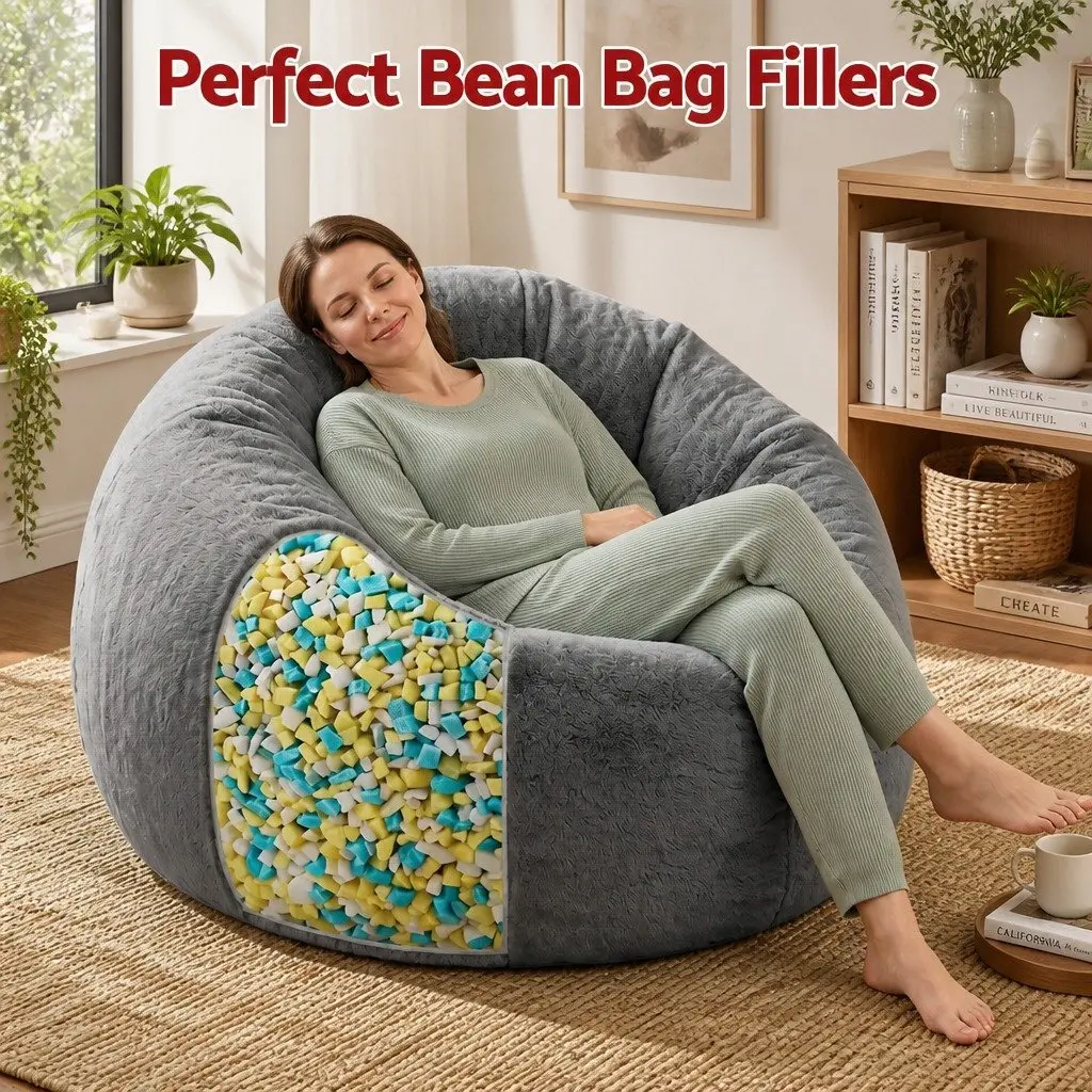 Bean Bag Filler 10lbs Shredded Memory Foam Filling High Density Soft Stuffing