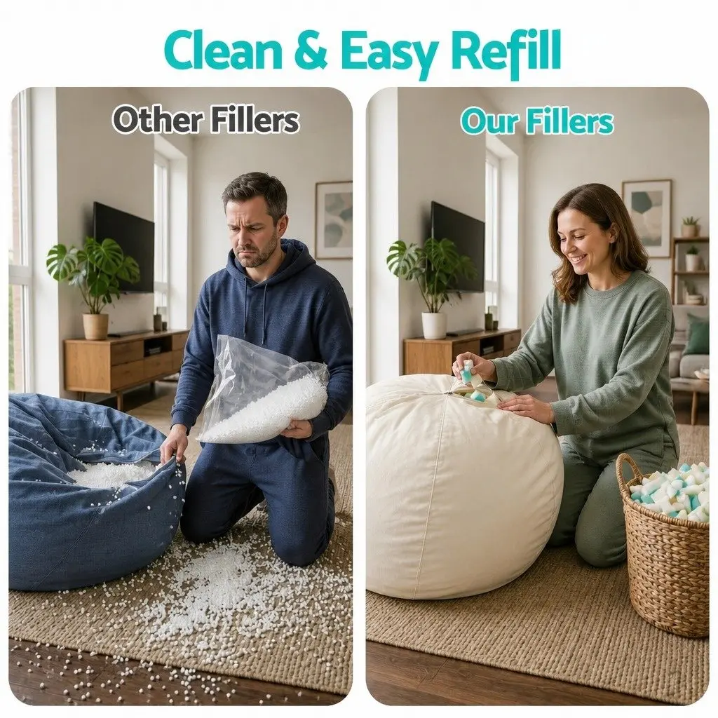 Bean Bag Filler 10lbs Shredded Memory Foam Filling High Density Soft Stuffing