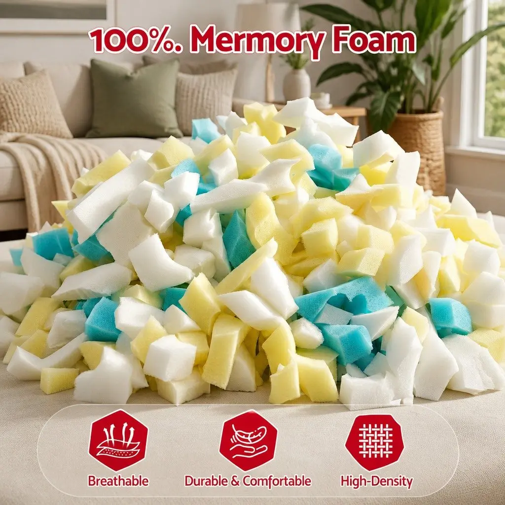 Shredded Memory Foam Bean Bag Filler 25lbs Refill Cushion Pillow Dog Bed