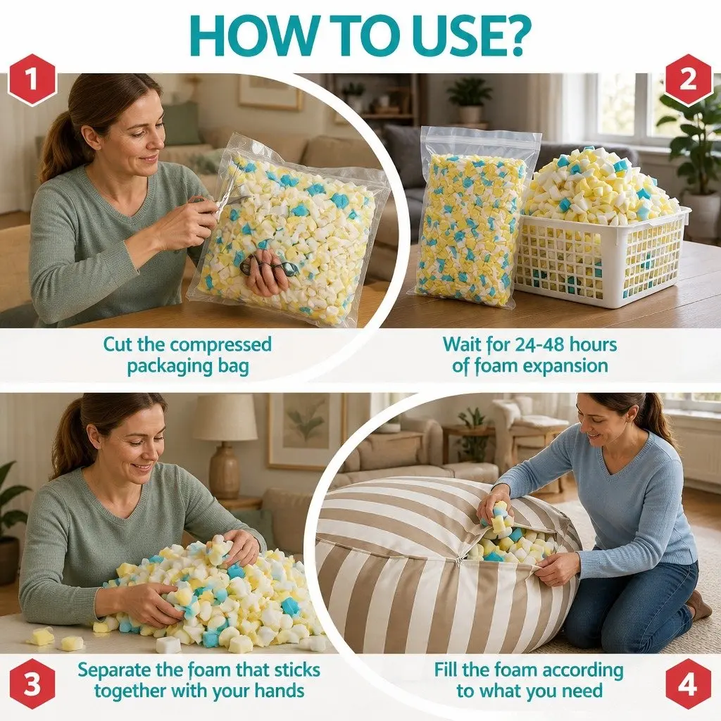 Bean Bag Filler Shredded Memory Foam High Density 5lbs