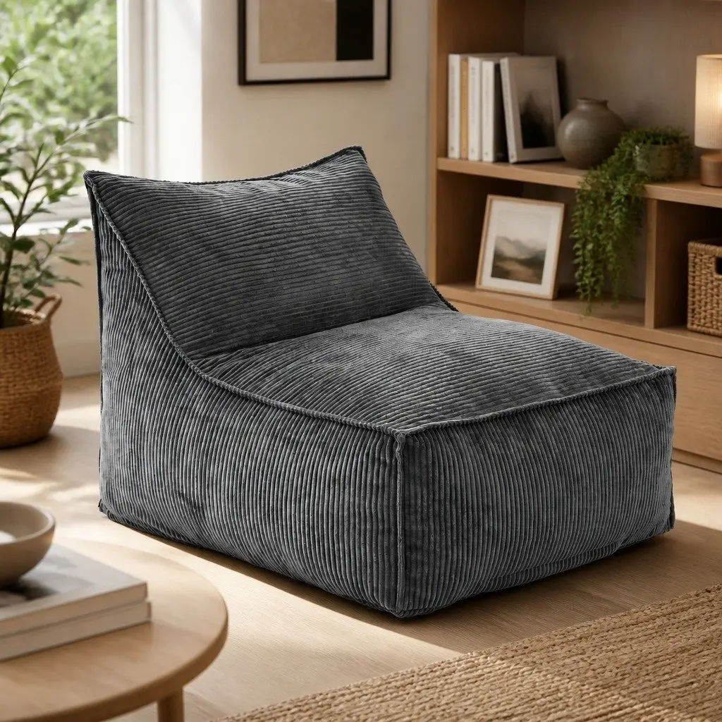 L-Shaped Bean Bag Chair Cover with Foam Filler