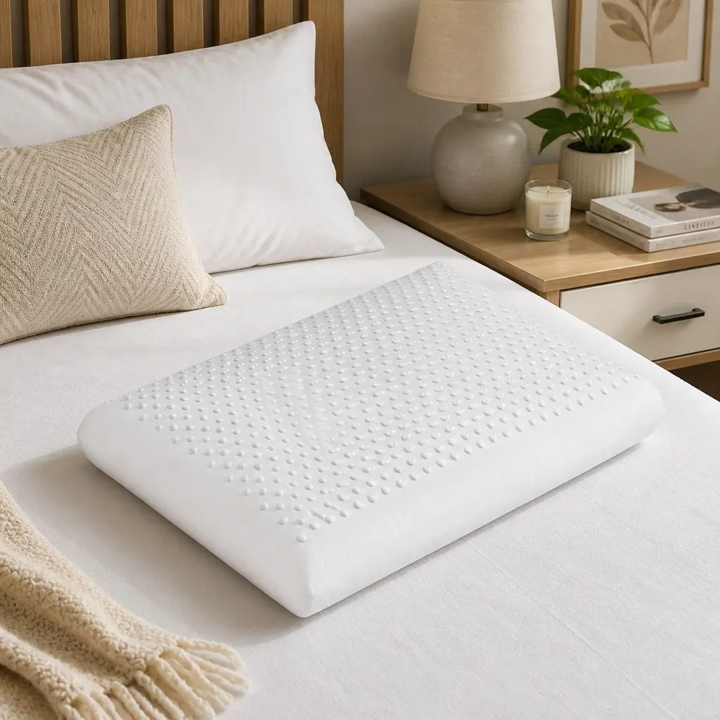 Natural Latex Pillow Cervical Neck Support Removable Cover 60cm x 40cm