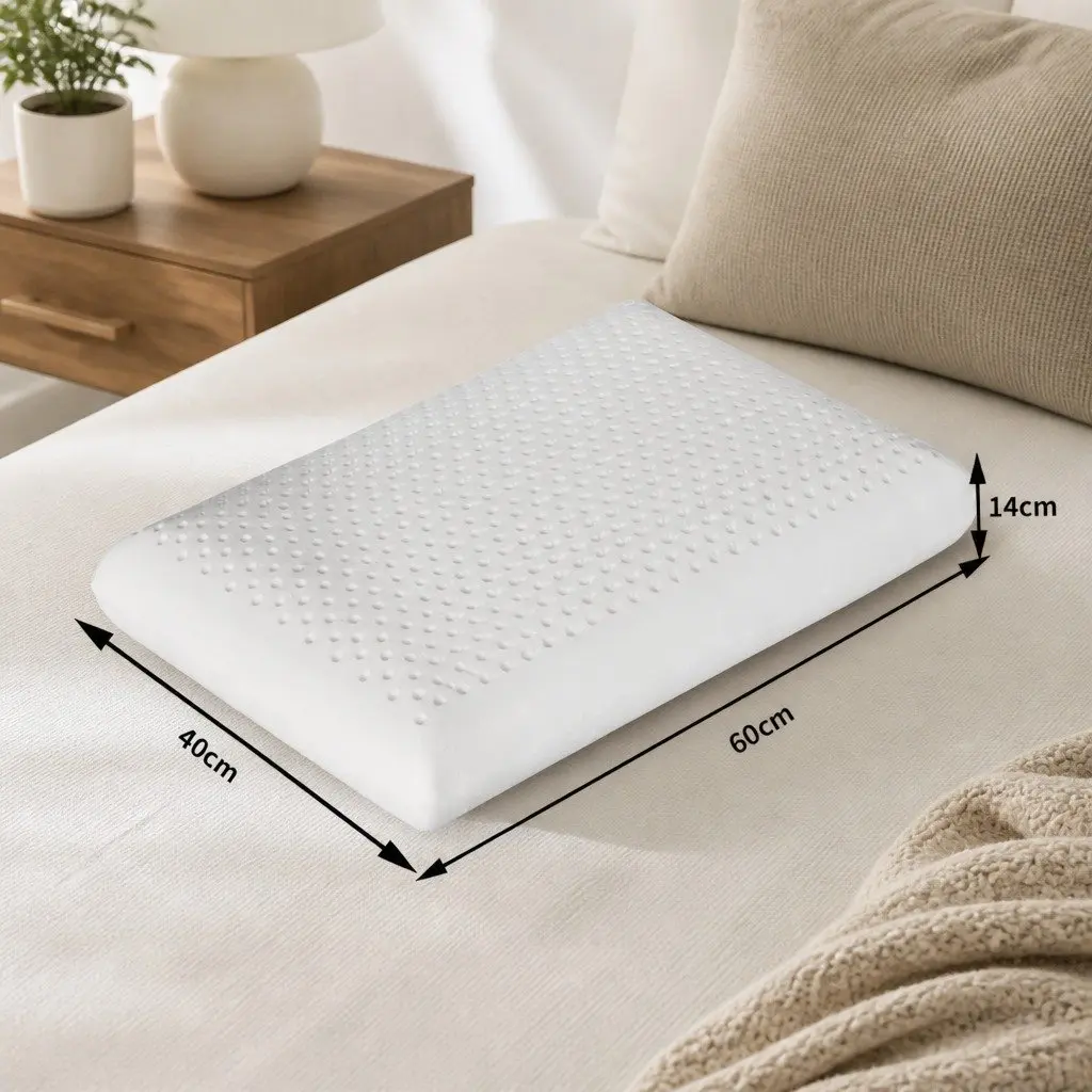 Natural Latex Pillow Cervical Neck Support Removable Cover 60cm x 40cm